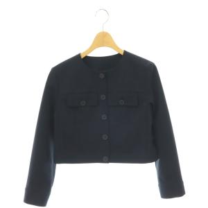 25AW サッカーストレッチクロップドブルゾン ジャケット ノーカラー 34 ネイビー /CX OS