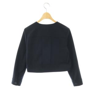 ANAYI 25AW サッカーストレッチクロップドブルゾン ジャケット ノーカラー 34 ネイビー /CX OS