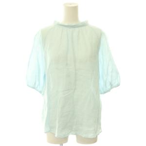 ×リベコ LIBECO 25SS リネン ボリュームスリーブ ブラウス プルオーバー 32 ライトブルー