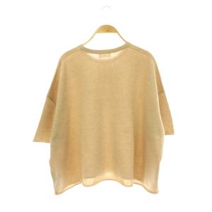 IENA 25AW LEVITA コットンハーフスリーブプルオーバー カットソー 七分袖 F ベージュ /DO OS