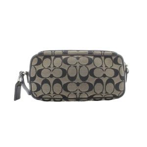 COACH シグネチャー ショルダーバッグ ベージュ 黒 ブラック ジップ開閉 6616 /RI OS