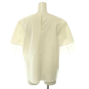 BALLSEY 25SS ジャージーコンビ ランタンスリーブプルオーバー ブラウス 袖シアー 36 アイボリー 11-03-52-03301