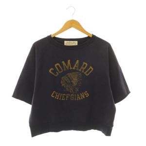 print half sleeve sweat スウェット カットソー 半袖 コットン F 紫 パープル