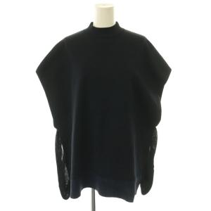 25SS ドライストレッチレイヤードニット カットソー フレンチスリーブ ラメ 38 濃紺 ブルー /CX