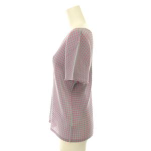 PLEATS PLEASE ISSEY MIYAKE イッセイミヤケ チェック 半袖 カットソー プリーツ 3 紫 パープル ピンク 緑 グリーン /CX OS