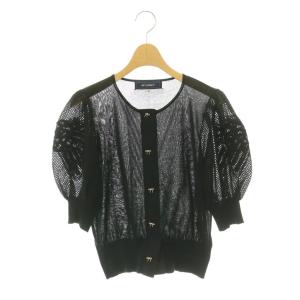 25SS 袖モチーフ入りカーディガン 半袖 ニット 40 黒 ブラック /NR OS SH