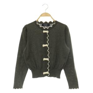 25AW スカラップリボンニットカーディガン 長袖 38 グレー /MY OS SH