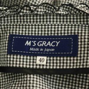 M'S GRACY 26SS ギンガムチェック シアサッカーフリルジャケット 七分袖 40 ブラック /MY OS