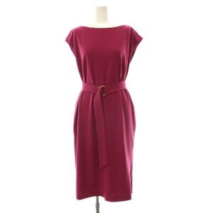 Matte Punch Easy Dress ワンピース ボートネック ベルト付き 36 紫 パープル