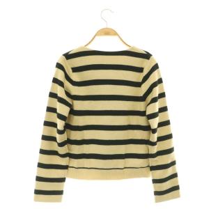 franche lippée スカラップ ボーダー ニットコート ノーカラー ショート丈 M ベージュ ブラック /CX OS