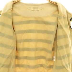 franche lippée スカラップ ボーダー ニットコート ノーカラー ショート丈 M ベージュ ブラック /CX OS