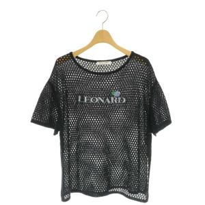 ロゴ刺繍 メッシュTシャツ サマーニット 半袖 40 ネイビー ブルー グリーン /ES OS