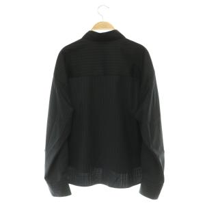 Framework 26SS TWストライプショートシャツ 長袖 ワイド F ネイビー /MY OS