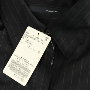 Framework 26SS TWストライプショートシャツ 長袖 ワイド F ネイビー /MY OS