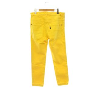 1PIU1UGUALE3 strech slub denim パンツ ストレッチ スラブデニム テーパード ダメージ加工 4 黄色