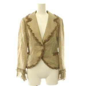 Blumarine フリル リネンジャケット スカート ミニ フレア セットアップ I40 38 ベージュ /HK OS