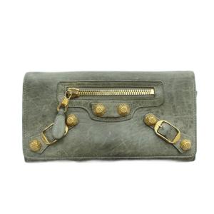 クラシックコンチネンタル 長財布 小銭入れ 札入れ ウォレット グレー スタッズ ジップ開閉 レザー 186194