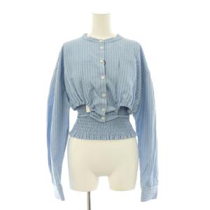 25AW SHIRRING LAYERED SHORT SHIRT シャツ ブラウス 変形 ストライプ