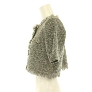 SNIDEL 25SS ラメツイードニットジャケット クロップド F グレー /ES OS