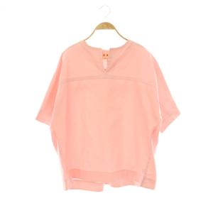 スキッパー ブラウス シャツ プルオーバー リネン混 バックギャザー 38 ピンク /CX OS