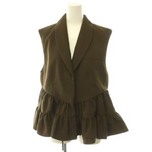 25AW UND CURVE LINE FRILL VEST ベスト ジレ フリル ティアード M ブラウン