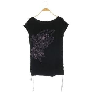 チュール デザイン フレンチカットソー Tシャツ ボートネック 0 黒 ブラック /HS OS