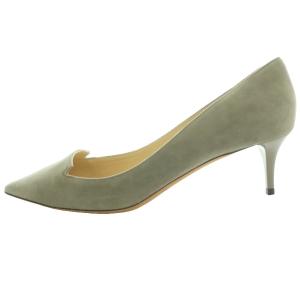 JIMMY CHOO ポインテッドトゥ スウェード パンプス ミドルヒール 37 グレー /SS OS