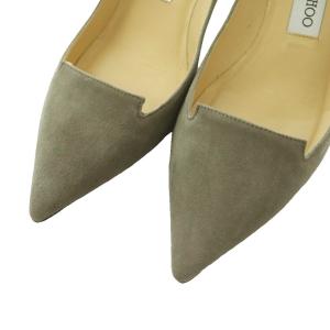 JIMMY CHOO ポインテッドトゥ スウェード パンプス ミドルヒール 37 グレー /SS OS