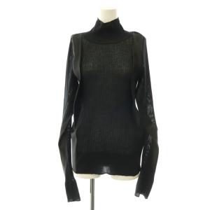 24SS Knit Pullover サテン切替リブニット 1 ブラック