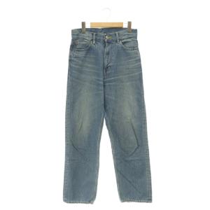 USED加工 ストレートデニムパンツ ジーンズ ハイライズ ダメージ加工 26 ブルー /ES OS SH
