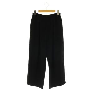 25SS ハイウエストタックパンツ Admiral Crepe ワイドパンツ 2 ブラック /ES OS