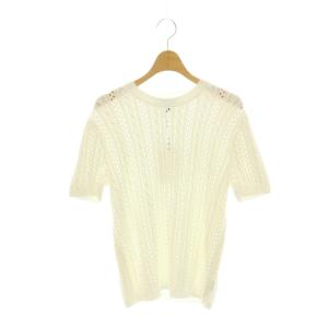 25AW コットンケーブルショートスリーブセーター ニット 半袖 Waverly Cotton S ホワイト