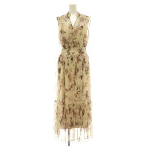 25AW シアーフラワープリーツワンピース ノースリーブ レイヤード2点セット ロング 1 ベージュ ボルドー