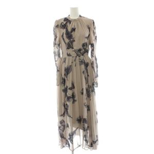 UND CALLA FLOCKY DRESS ワンピース ドレス フロッキー ロング 長袖 S スモークピンク