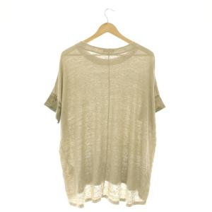 pas de calais 花柄 リネン 半袖 チュニック プルオーバー 36 ベージュ カーキ /HK OS