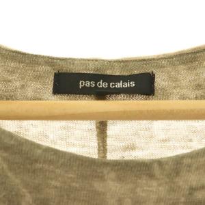 pas de calais 花柄 リネン 半袖 チュニック プルオーバー 36 ベージュ カーキ /HK OS