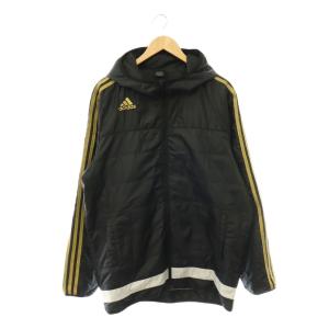 adidas 中綿 パーカー パンツ セットアップ ジップアップ ライン 2XO ブラック マスタードイエロー /CX
