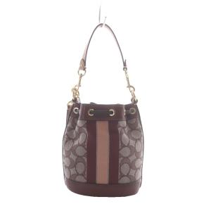 COACH シグネチャー バケットバッグ ハンドバッグ ショルダーバッグ 2way ボルドー ドローストリング開閉