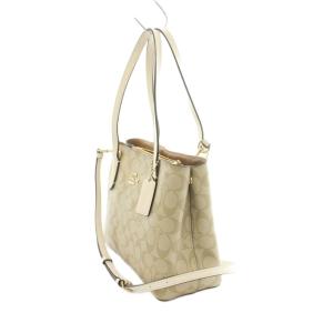 COACH 2WAY ショルダーバッグ ハンドバッグ シグネチャー柄 ベージュ 白 ホワイト F73293 /MI