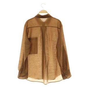 VERMEIL par iena 25SS ポリエステルナイロンシアーシャツ 長袖 オーバーサイズ ブラウン /MY OS