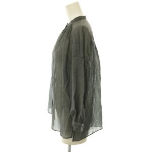 TOMORROWLAND collection 26SS レーヨンキュプラシャツ ブラウス バンドカラー シアー 前開き 36 紺 ネイビー 13-01-62-01204
