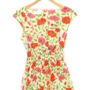 kate spade new york 花柄ワンピース ひざ丈 ノースリーブ 0 オフホワイト マルチカラー /HS OS