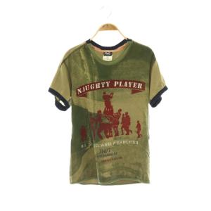 プリント Tシャツ カットソー L カーキ マルチカラー  /CX OS