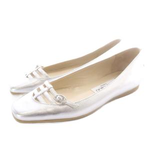 フラットシューズ パンプス レザー 35.5 シルバー色 /SR