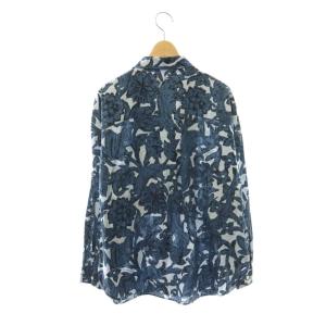 BURBERRY フロントタック ボタニカルアニマルプリント シャツ IT40 ネイビー