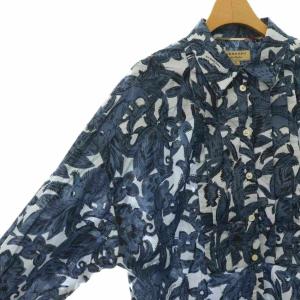 BURBERRY フロントタック ボタニカルアニマルプリント シャツ IT40 ネイビー