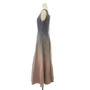 GRACE CONTINENTAL 25SS デニム切替サーキュラーワンピース ロング スクエアネック フレア 36 ピンク インディゴ /CX