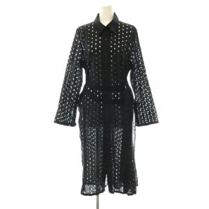 カットワークレース ロングシャツ S ブラック /DF OS