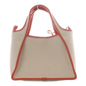 STELLA McCARTNEY ステラロゴ トートバッグ ショルダーバッグ 2WAY キャンバス エコレザー ポーチ付き アイボリー オレンジ
