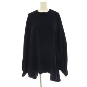 PEダブルクロス アシンメカラーBLOUSE ブラウス プルオーバー 長袖 38 ネイビー /HK OS
